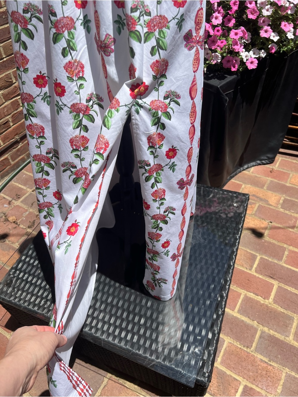 Hill House The Addie Maxi Dress Sz XS Red Shell Vine Stripe Apron Cottagecore - Picture 4 of 16